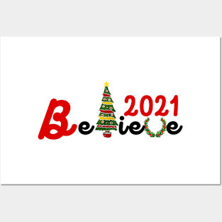 Believe Christmas Shirt Posters and Art